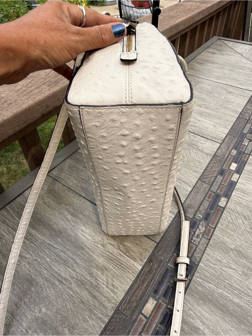 GUC Kate Spade Riverside Street Ostrich Small Felix Satchel Crossbody Bag